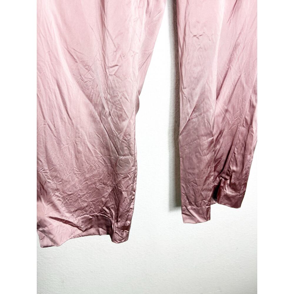 VINCE Liquid Shine Straight Leg Trousers Size 10 Pink Satin Wide Leg Career Wear - Picture 9 of 13